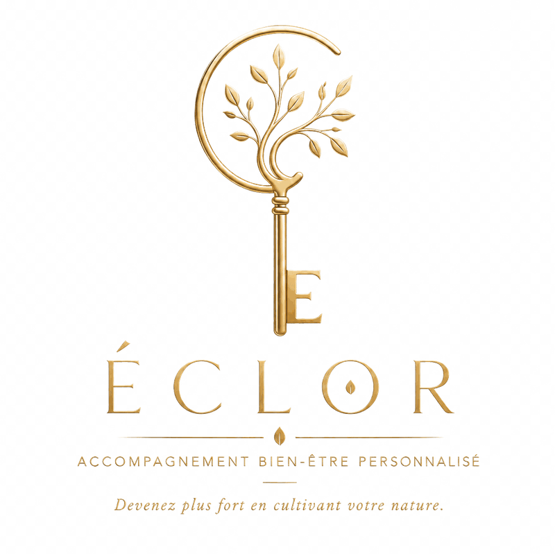Logo ÉCLOR — clé végétale, symbole de la méthode naturopathique de Brian, naturopathe à Lempdes